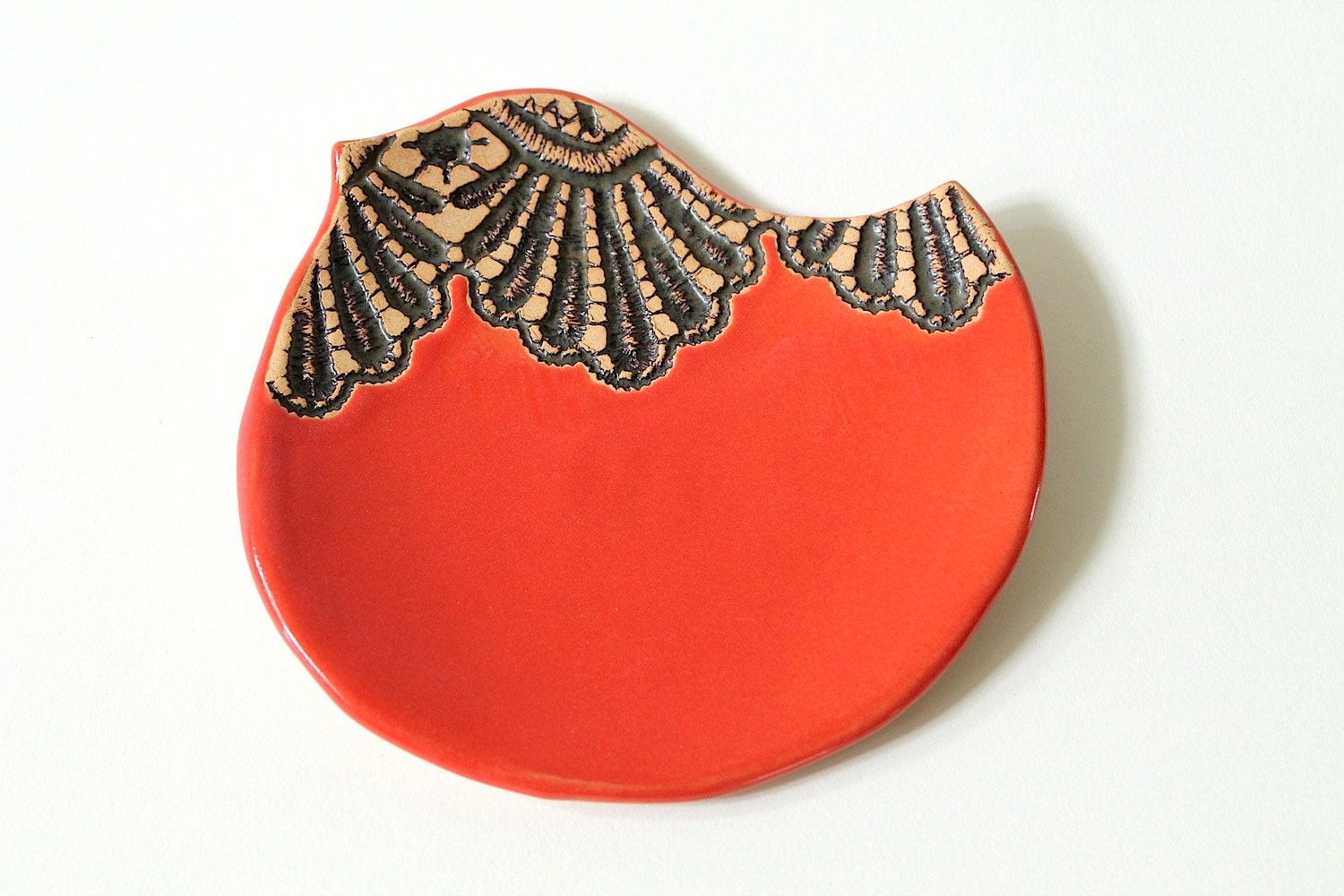 Made to Order: Handmade Moroccan Lace Bird Spoon Rest Dish or Soap Dish in Paprika