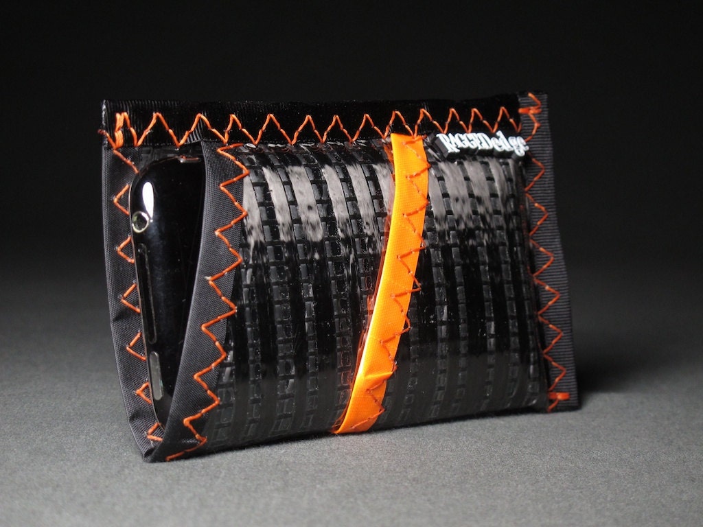 Carbon Fiber iPhone Sleeve Wallet - Black and Orange