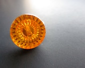 Golden Starburst Button Ring - size 7.25 - sterling silver