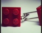Made from Lego (r) Tile Dark Red Cufflinks