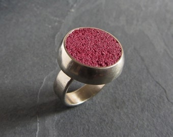 White bronze and concrete statement ring