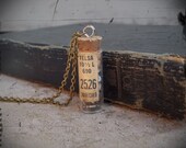 Vintage Glass Vial Steampunk Jewelry Recycled Watch Brass Filled with Watch Parts