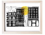 New York City Black and Yellow Relief Print