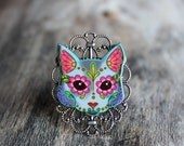 Day of the Dead Cat Adjustable Ring - 3 Variants to Choose From