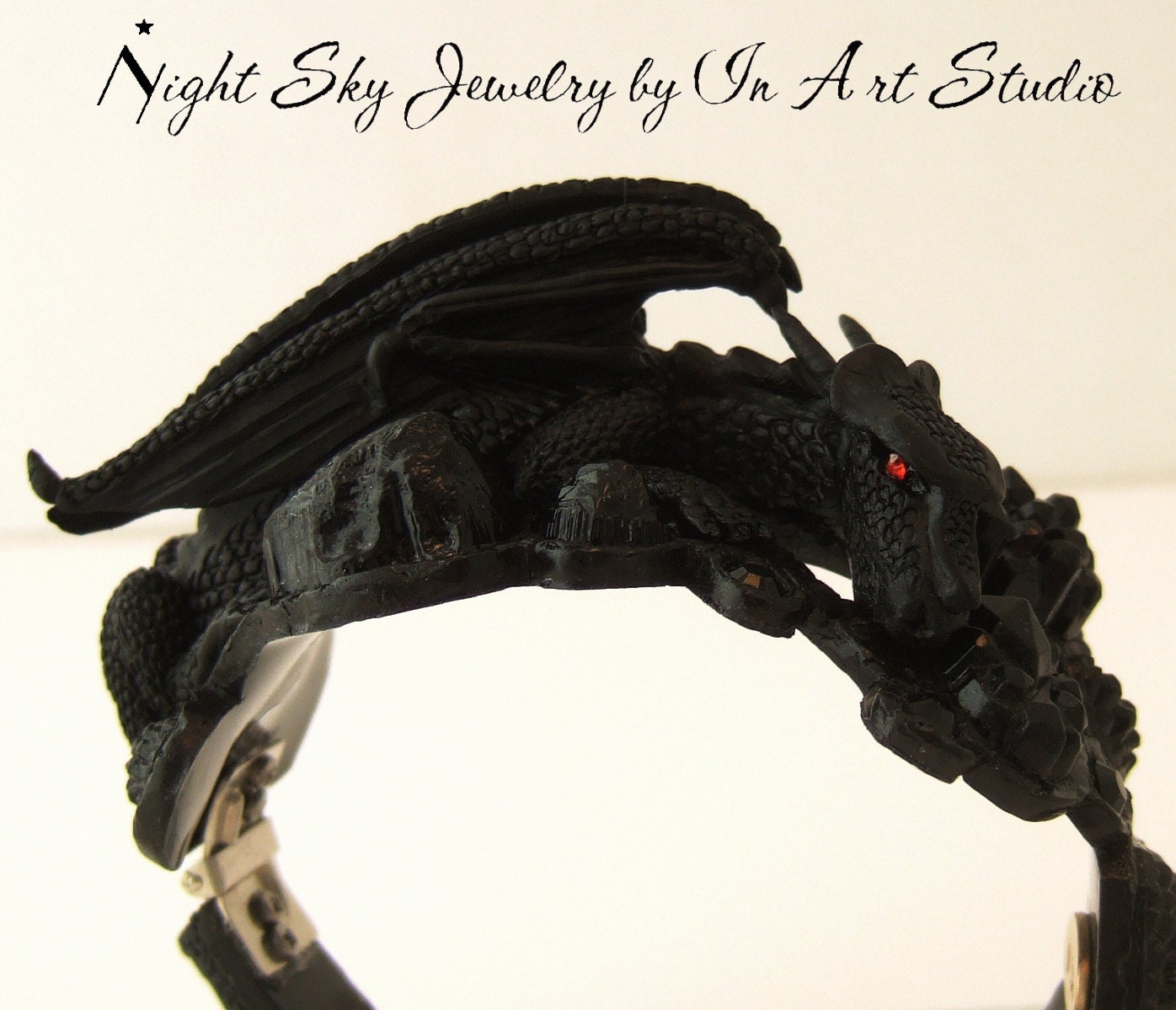 Black Dragon Bracelet - Winged Dragon Jewelry - Medieval Fantasy Jewelry
