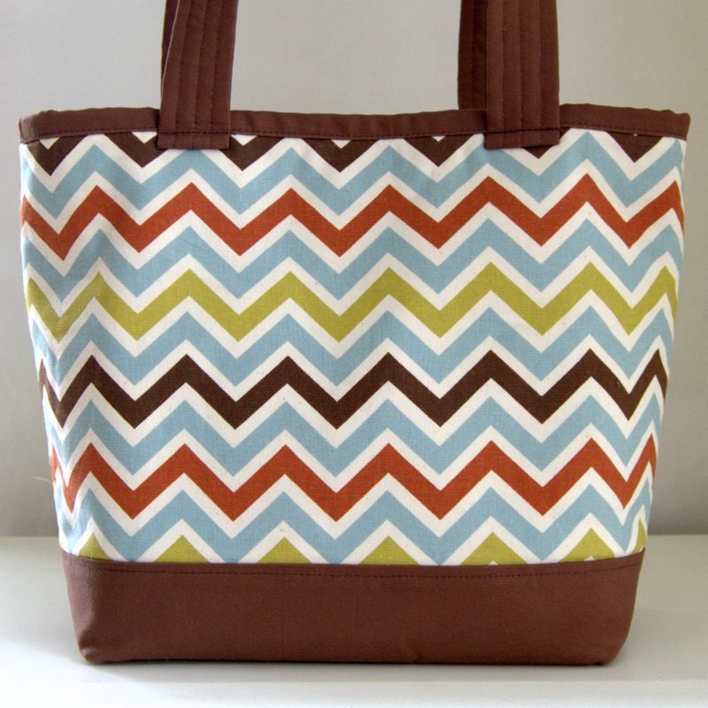 Zoom Zoom Zig Zag Fabric Tote Bag - READY TO SHIP