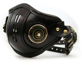 STEAMPUNK LEATHER Mask black leather blackened brass VNT Raider design