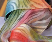 Vibrant Orange, Red, and Blue Silk Scarf