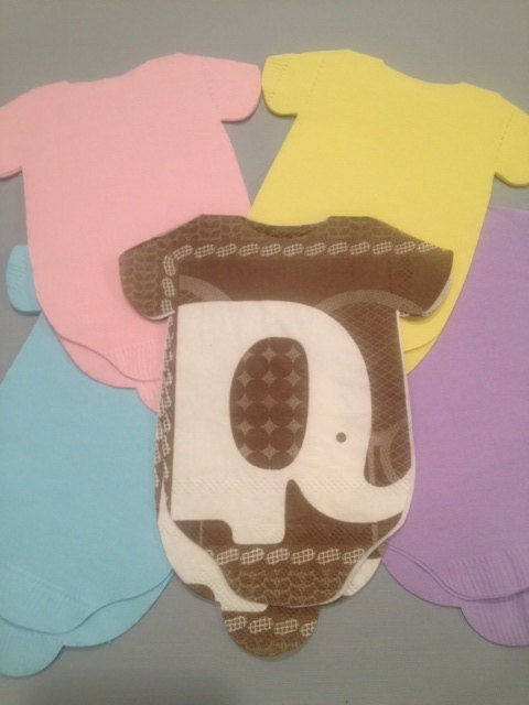 Pack of 30 Baby shower onesie napkins or banner decoration.  Elephant theme with choice of colors.