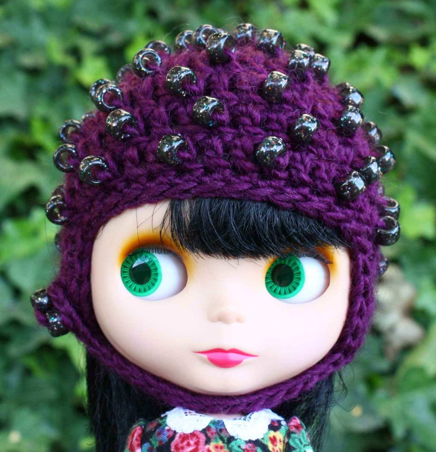 Bauble Helmet for Blythe: Eggplant Party