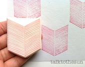 geometric hand carved rubber stamp. chevron rubber stamp. hand carved stamp. extra large.