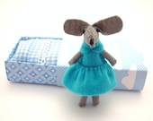 Matchbox stuffed felt animal mouse plush baby blue