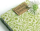 Garden Journal The Essentials with chartreuse green and gold floral with coptic stitching - Available to Ship