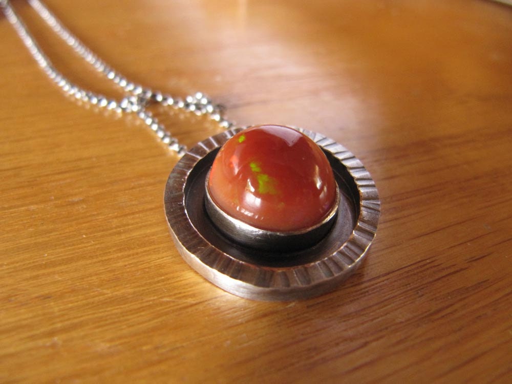Mexican Fire Opal in Sterling Silver Setting