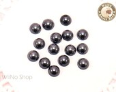 6mm Half Round Black Metallic Flat Back Acrylic Cabochon Nail Art - 15 pcs