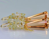 Morganite Cluster Earrings Moonstone Prehnite 14k Gold Fill Gemstone Wire Wrapped Earrings
