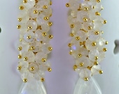 Moonstone Earrings Moonstone 14k Gold Fill Cluster Dangle Earrings