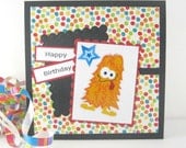 Kids Birthday card, monster birthday card, for kids, children, boys