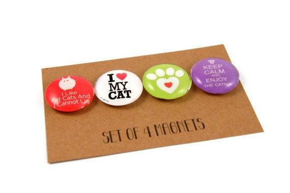 Magnets, Set of 4, Cat Themed