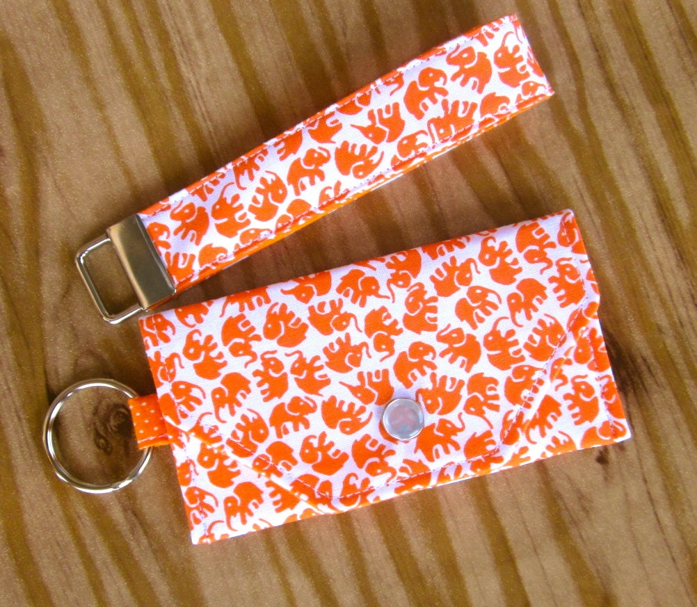 Card Holder Wallet Keychain and Key Fob Set - Elephant