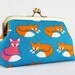 Bag pouch - Nordic fox on blue - metal frame clutch bag
