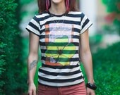 Sunshine Ladies' Black Stripe Tshirt - Size XLarge