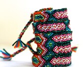 The Original Swarovski Crystal Friendship Bracelet-  Snapdragon Design (Green, Orange, Silver, Pink & Blue)