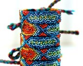 The Original Swarovski Crystal Friendship Bracelet- Wild Flower Design  (Red, Orange, Green, Yellow & Blue)