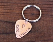 Personalized Guitar Pick Key Chain, Copper - Custom Guitar Pick, Perfect Gift for Guitar Player, Groomsmen, Teacher, Father's Day