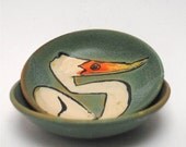 Heron Bowl - Single Serving Cereal  Bowl,  Ice Cream Stoneware Bowl