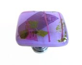Purple Lavender Spring Fused Glass Cabinet Knob - Custom Sizes