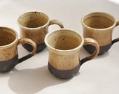 set of four Wheel Thrown Black Mountain Clay Coffee or tea cups