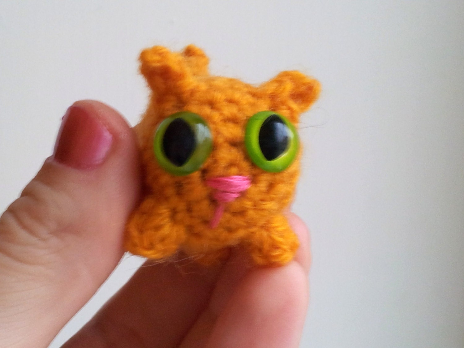 Pumpkin- Adopt a Kitten -- miniature amigurumi crochet gold orange yellow green cat animals stuffed plush plushie softie