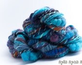 Odyssey, CoilSpun BeeHive Art Yarn, HandSpun HandDyed Yarn, Merino, Shetland, Silk 26 yards