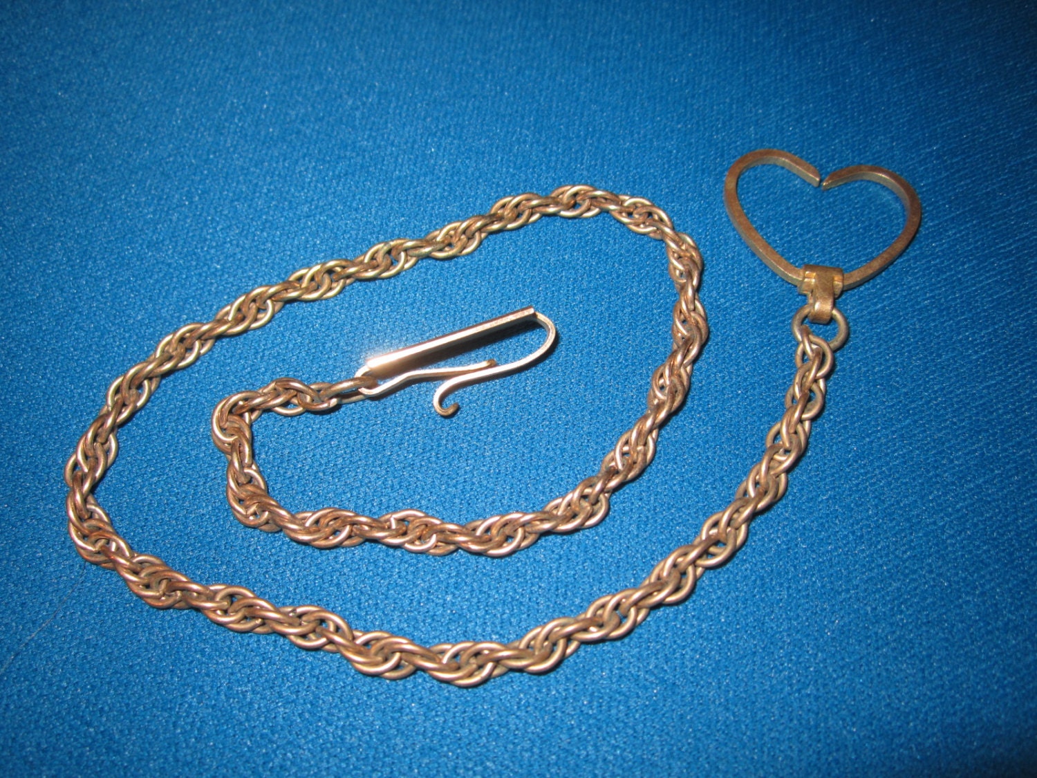 Antique Edwardian Gold Fill Pocket Watch Chain with Heart Fob