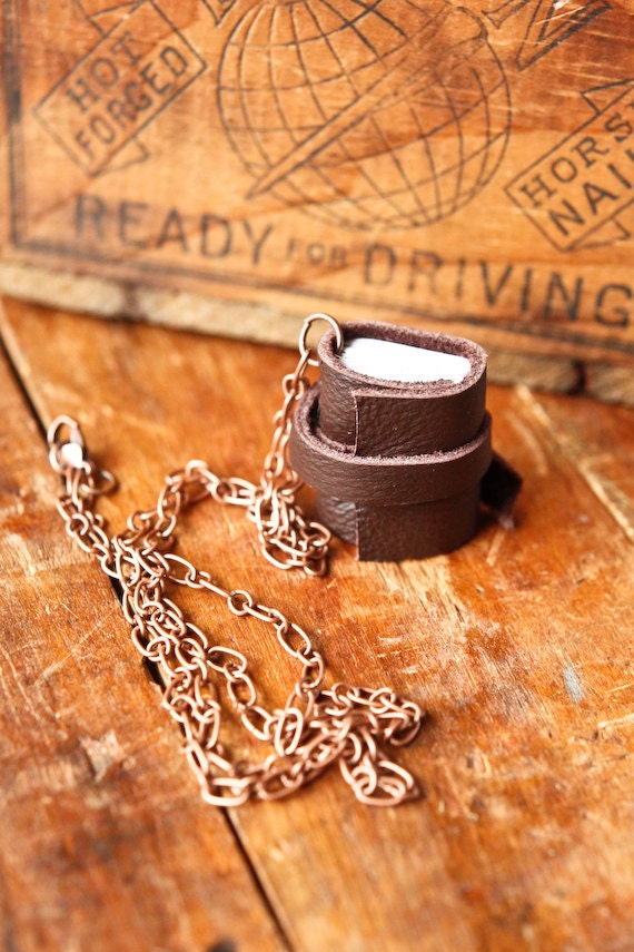 Mini Leather Journal Necklace - Handmade Book Pendant