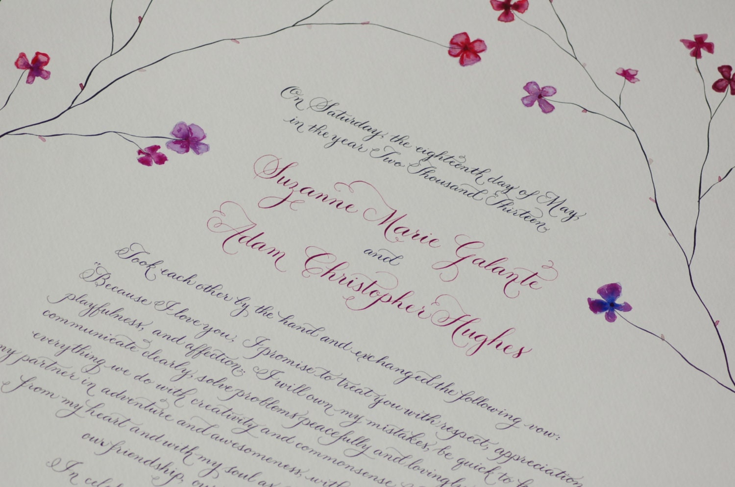 Hand Lettered Quaker Marriage Certificate featuring Hand Calligraphy Deposit