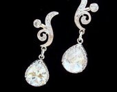 Cubic zirconia earrings, rhinestone earrings, bridal earrings, wedding jewelry, bridesmaid earrings