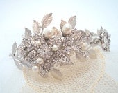 Bridal headband, wedding headband, wedding hair accessory, large headband, bridal tiara with leaves