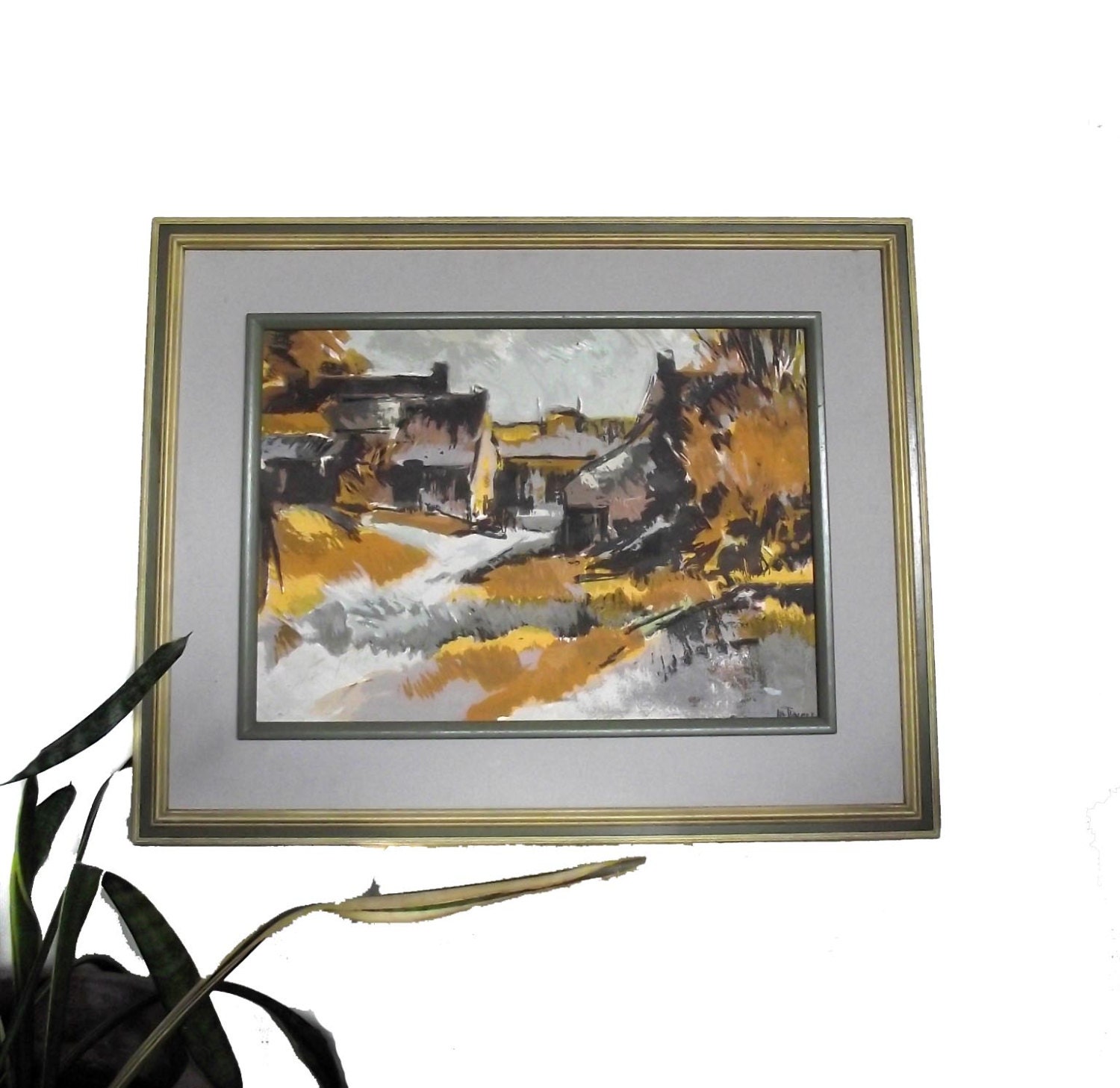 Mid Century Modern Print. 1950s Serigraph Jos Rovers Dutch Artist