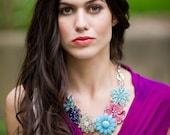 Butterfly Blooms Flower Garden Statement  Necklace