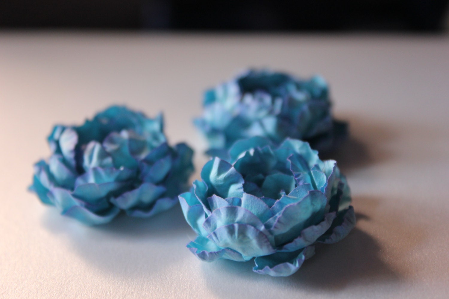 Shaded blue paper roses