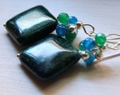 The Amazon earrings - Chrysocolla, silver and onyx