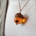 Glass Acorn Necklace - Topaz with Encased Copper Heart by Bullseyebeads