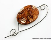 Shawl Pin or Scarf Pin - Brown and Cream Bead