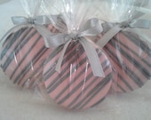 Pink and Gray Chocolate Covered Oreos Cookies Wedding Favors It's A Girl Baby Shower Christening