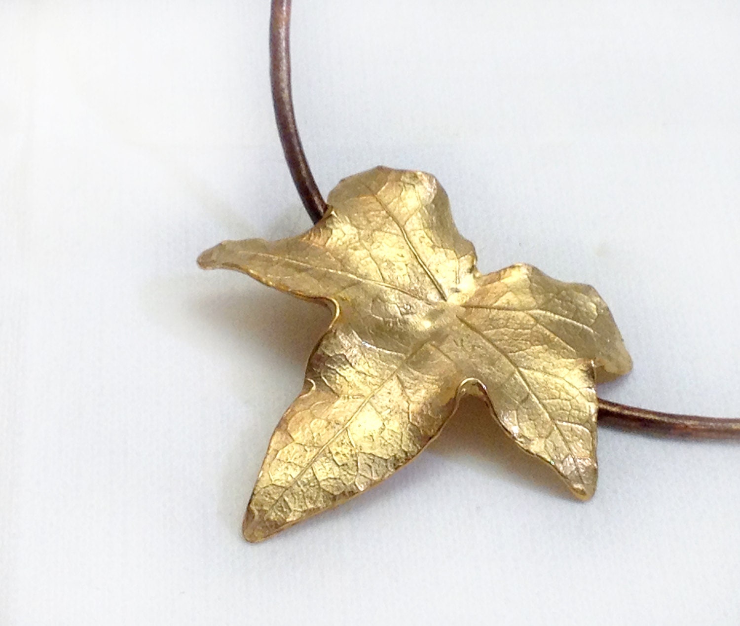 Ivy Leaf Pendant - Gold on Brass