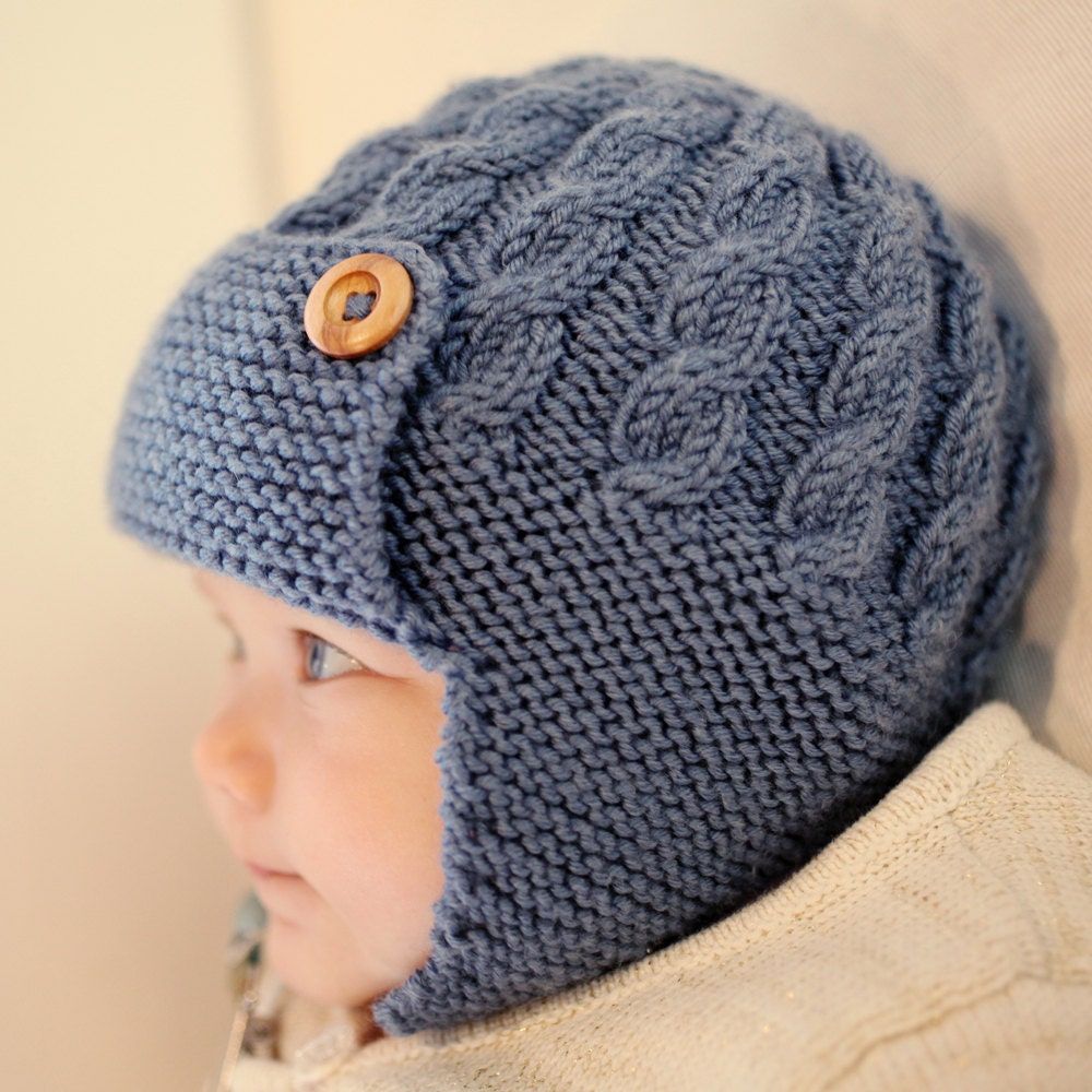 Cabled Baby Aviator Hat Knitting Pattern pdf  DAYTON Instant Download
