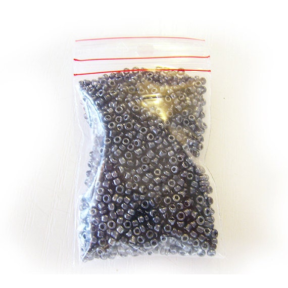 Jet Hematite Black Glass Seed Beads - Size 10