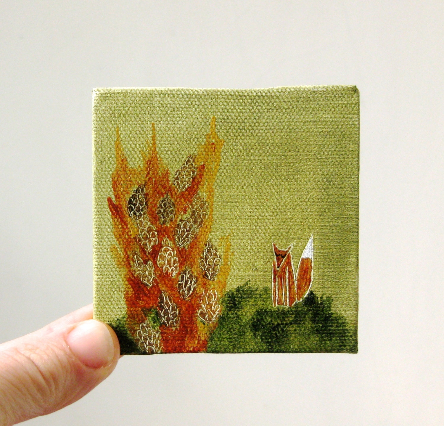 pinecone fire / original painting on canvas